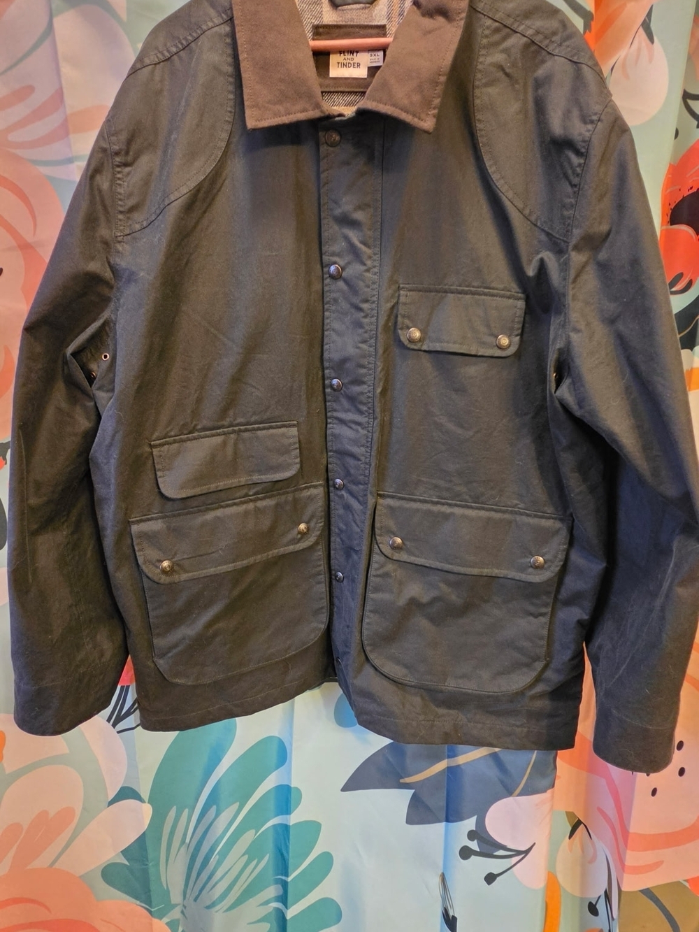 Flint And Tinder Waxed Cotton Field Jacket - Black
